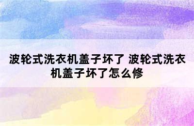 波轮式洗衣机盖子坏了 波轮式洗衣机盖子坏了怎么修